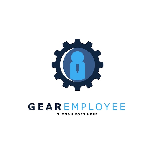 Gear Employee Logo Vector Icon Illustration