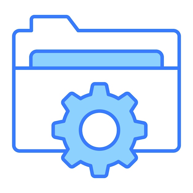 Gear on folder denoting concept vector of folder setting editable icon