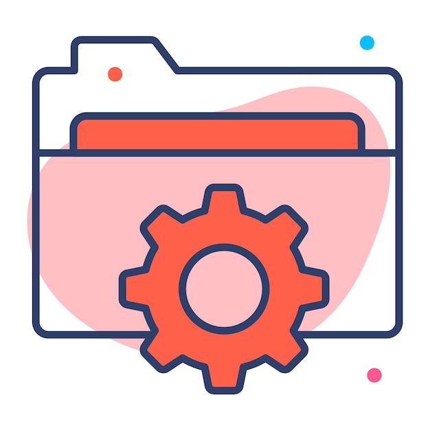 Gear on folder denoting concept vector of folder setting editable icon