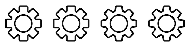 Gear set Black gear wheel icons on white backgroundx9