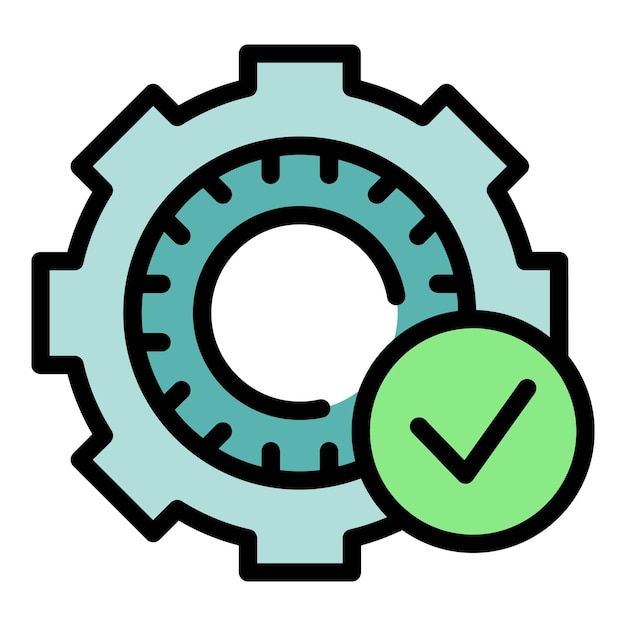 Gear skill icon outline vector Professional career Goal capacity color flat