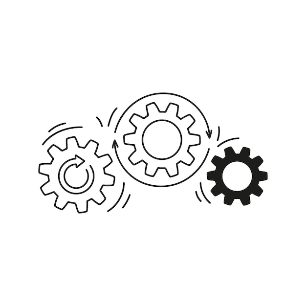 Gear wheel doodle Hand drawn cogwheel mechanism Technology concept planning business goal