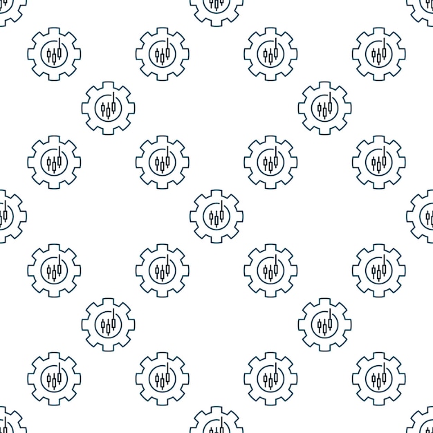 Gear with candlestick pattern vector trading settings thin line seamless pattern