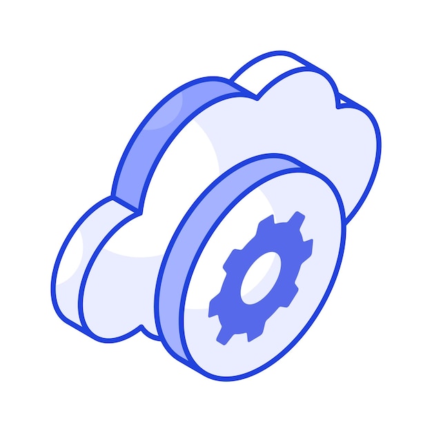 gear with cloud showing concept isometric icon of cloud setting cloud management
