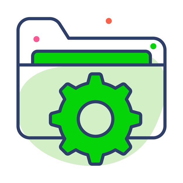 Gear with folder icon of folder setting in modern style