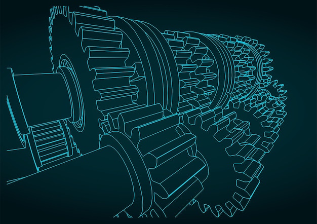 gearbox closeup drawing