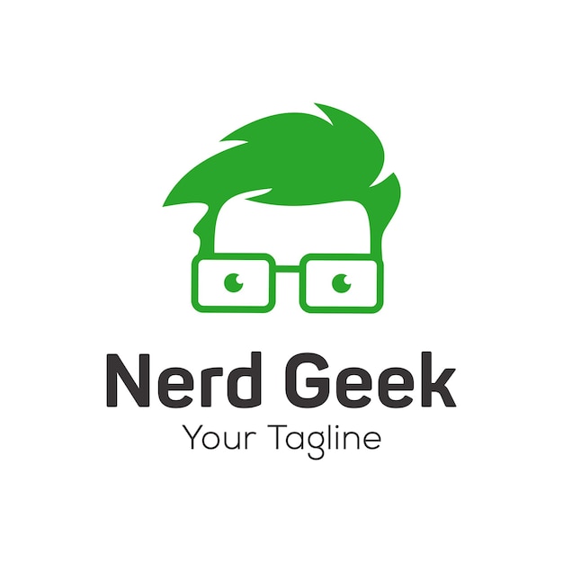 geek and nerd logo character vector template