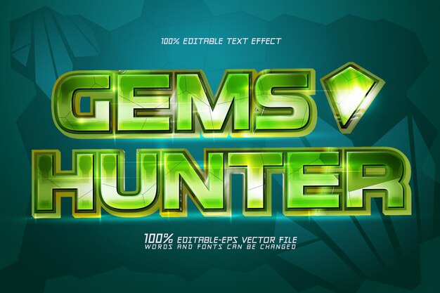 gems hunter text effect editable shiny text style