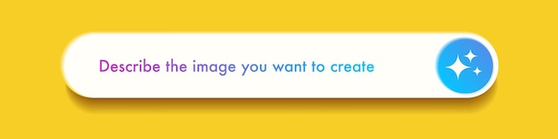 Generate Ai bar user interface 3d style white color on yellow background Artificial intelligence button trendy neumorphic for ui ux element app website vector