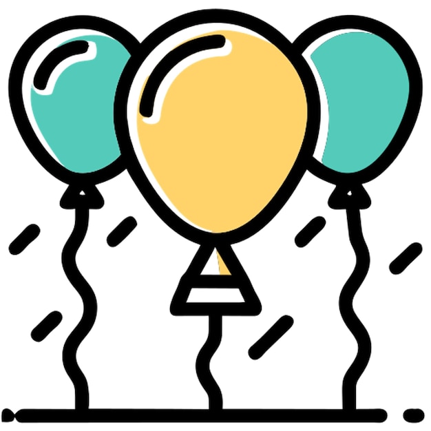 generate an outline clip art featuring different basic balloon shapes such as round oval and