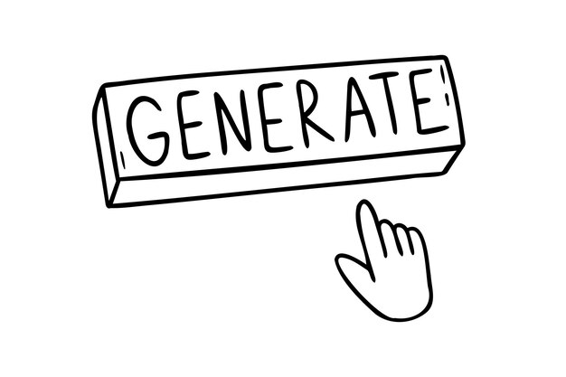 Generation button with hand icon Generation button outline doodle hand drawn drawing content generation button using AI Button The user interface tool for creating artificial intelligence