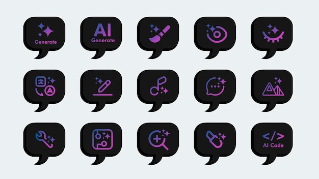 generative ai notification icon set neumorphic design collection of futuristic soft ui ux buttons