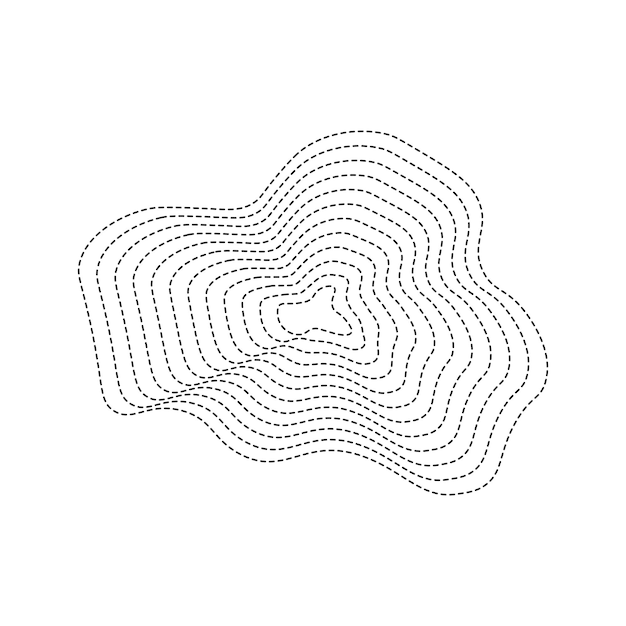 Geography line map with topographic map background vector of organic ripple line shape pattern