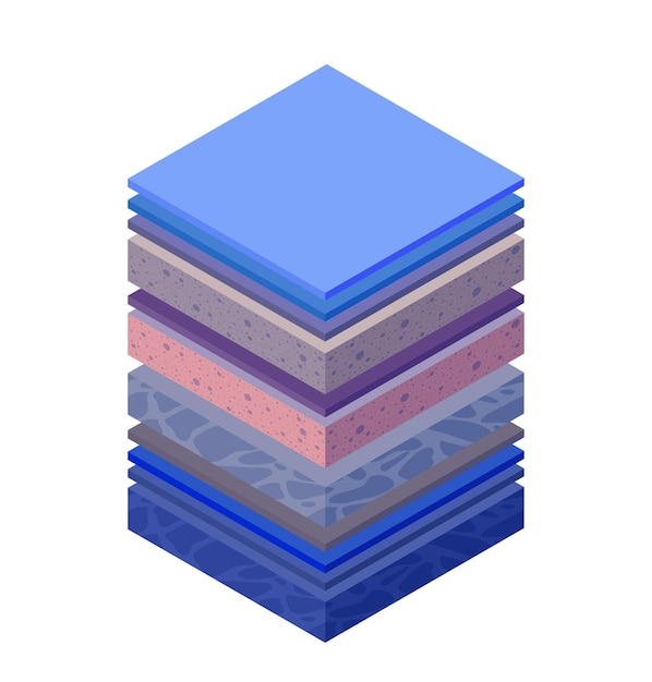 geological and underground layers of soil under the isometric slice of the natural landscape