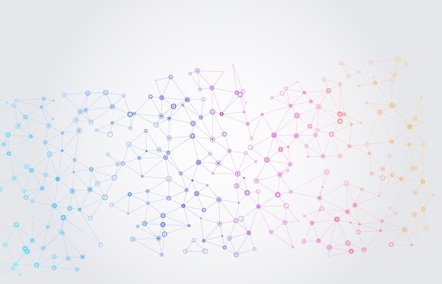 Geometric abstract background with connected dots and lines Molecular structure and communication Digital technology background and network connection Vector illustration EPS10 for business design