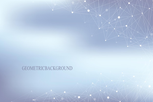 Geometric abstract background with connected line and dots. Molecule structure. Technology concept background. Graphic social background for your design. Vector illustration.