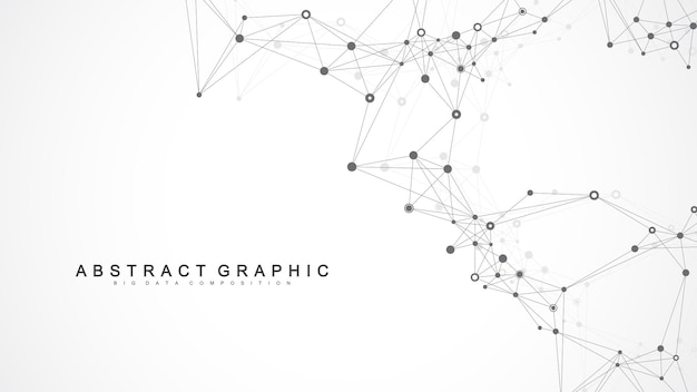 geometric abstract background with connected line and dots network and connection background for your presentation graphic polygonal background scientific vector illustration