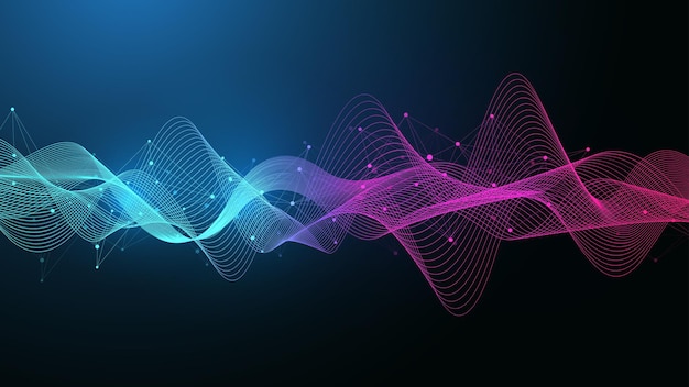 geometric abstract background with connected lines and dots. connectivity flow point. molecule and communication background. graphic connection background for your design. vector illustration.