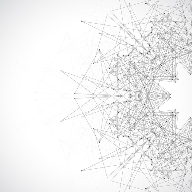 Geometric abstract form with connected lines and dots Futuristic technology design Vector illustration