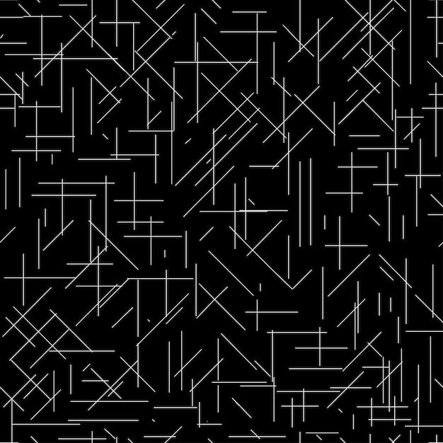 geometric abstract seamless pattern white chaotic lines on a black backgroundvector design