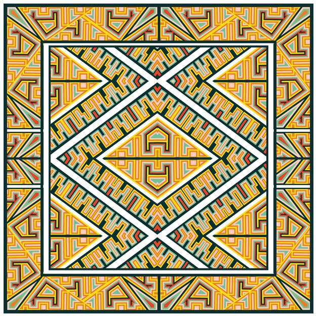 Geometric abstract square scarf Traditional Indian print pattern
