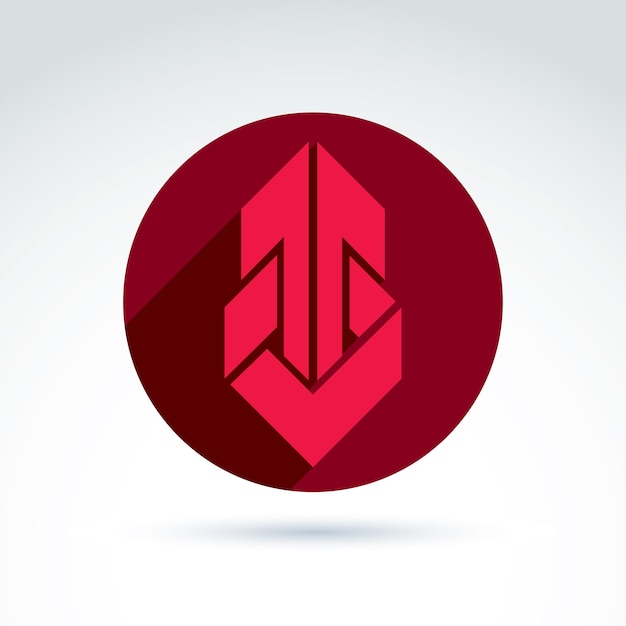 geometric abstract symbol with arrow, vector graphic design element, icon.
