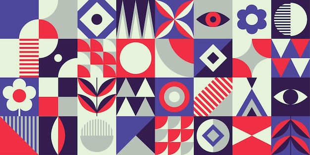 Geometric Bauhaus pattern Retro pattern seamless