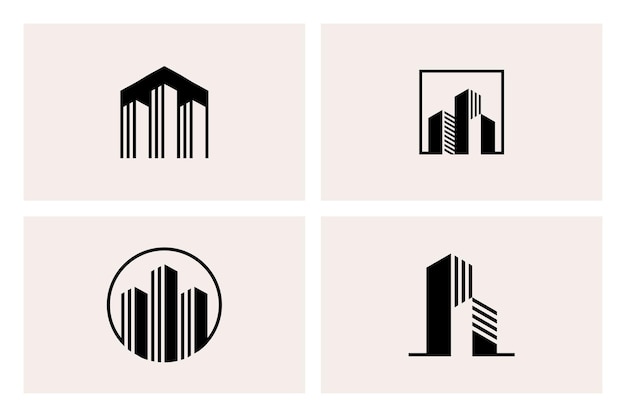 geometric building apartment architecture logo template set