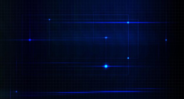 Geometric dark background with a gradient of blue stripes with sparkles chaotically drawn with a fin
