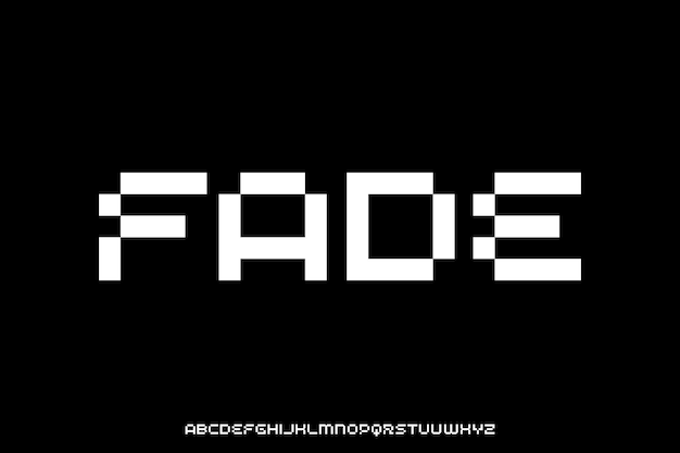 geometric digital pixel bit alphabet display font vector illustration