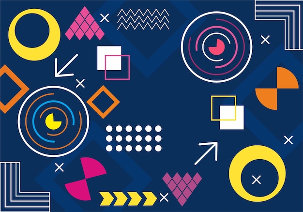 Geometric Flat Design Shapes in Dark Background