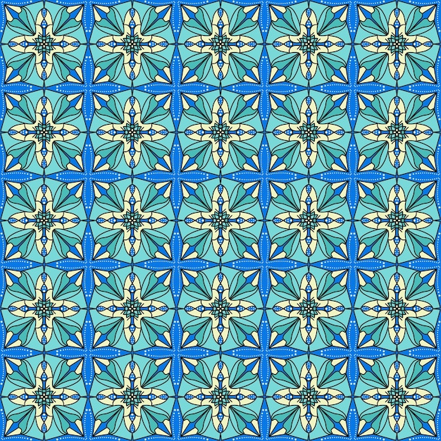Geometric Floral Tile Mosaic