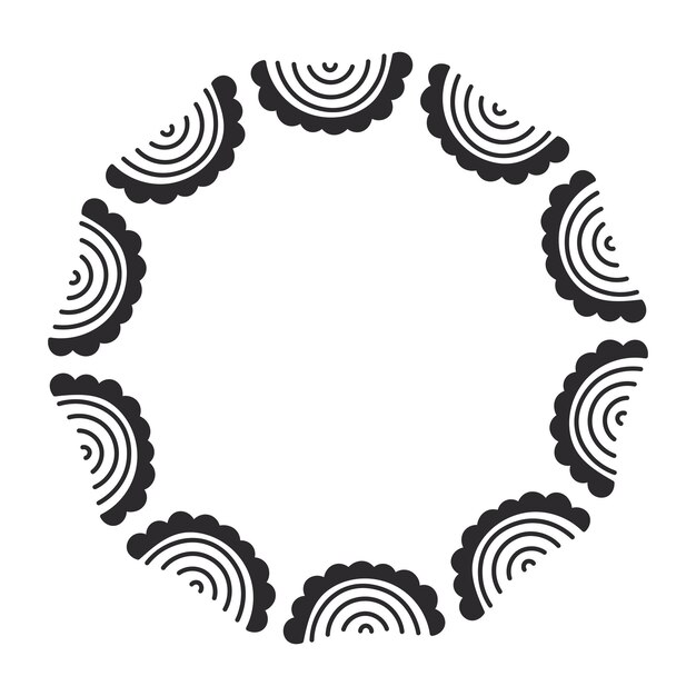 Geometric Flower Doodle Circle Frame Ethnic Whimsical Black Line Floral Round Border greeting card