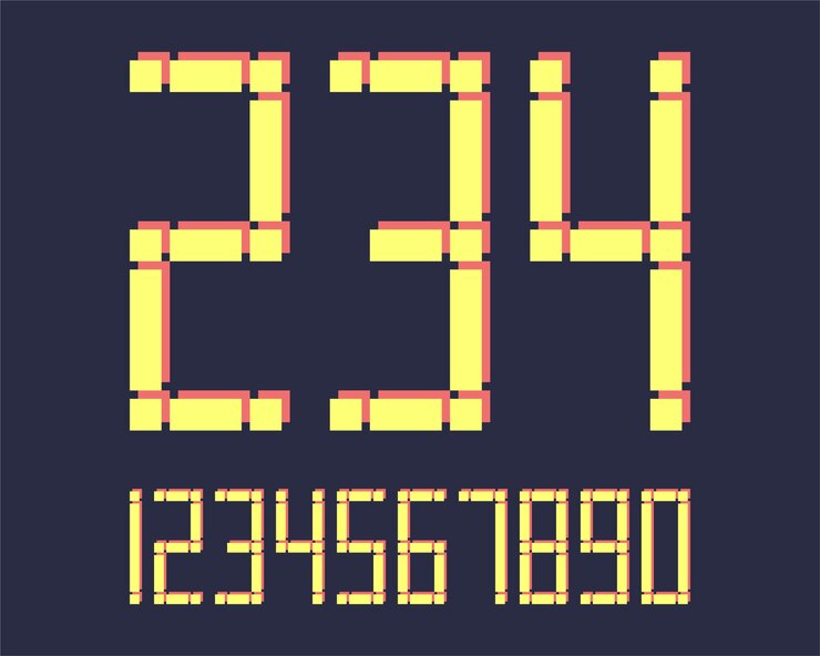 Vektör geometric font line style effect design numbers