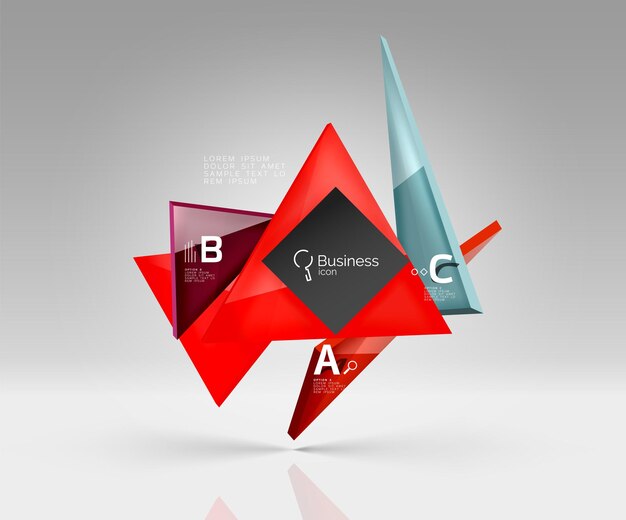Geometric glass triangles abstract background Vector template background for workflow layout diagram number options or web design
