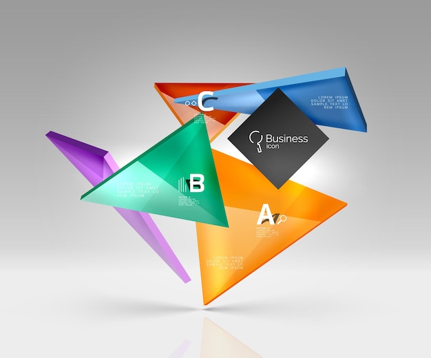 Geometric glass triangles abstract background Vector template background for workflow layout diagram number options or web design