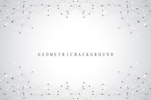Geometric graphic background molecule and communication. Big data complex with compounds. Perspective backdrop. Minimal array Big data. Digital data visualization. Scientific vector illustration.