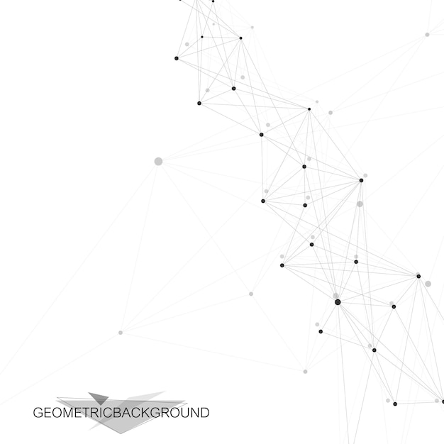 Geometric graphic background molecule and communication. Big data complex with compounds. Perspective backdrop. Minimal array Big data. Digital data visualization. Scientific vector illustration.