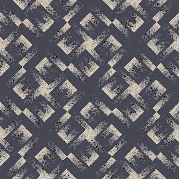 Geometric Lattice Stippled Oriental Seamless Pattern Vector Abstract Background. Dotted Repetitive Elegant Modern Grid Luxury Ornament Wallpaper. Grainy Regular Geometrical Texture