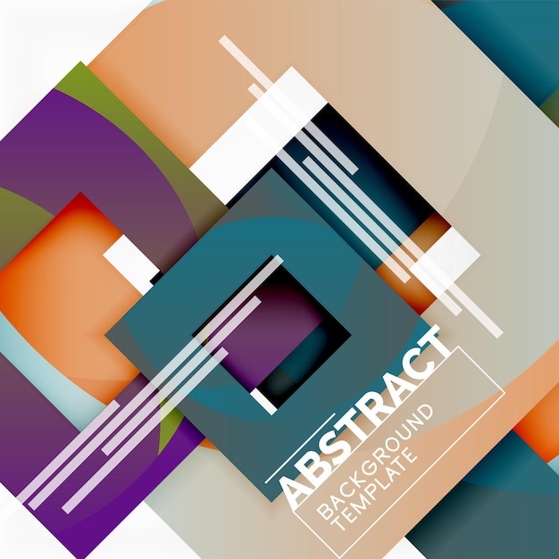 Geometric minimal abstract background with multicolored squares composition