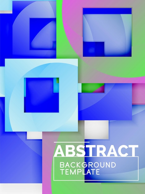 Geometric minimal abstract background with multicolored squares composition