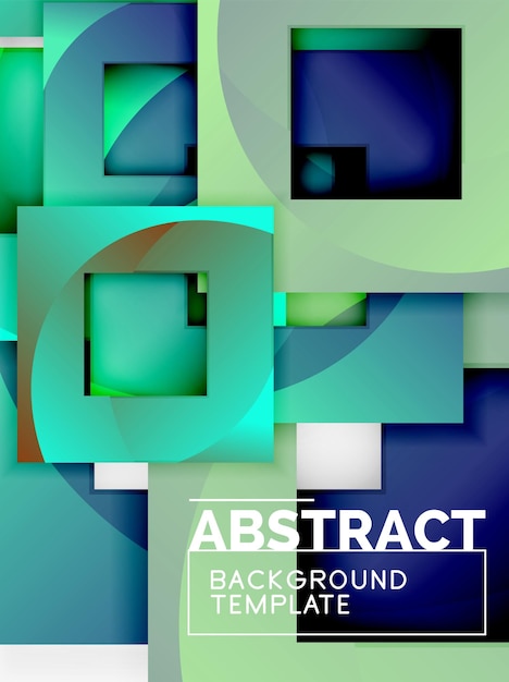 Geometric minimal abstract background with multicolored squares composition