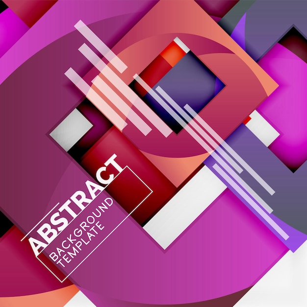 Geometric minimal abstract background with multicolored squares composition