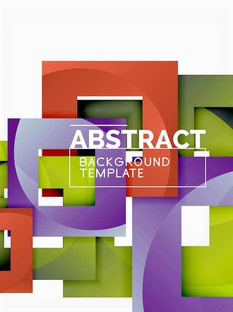 Geometric minimal abstract background with multicolored squares composition