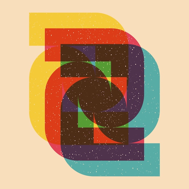 'geometric object with riso print effect vector graphic element