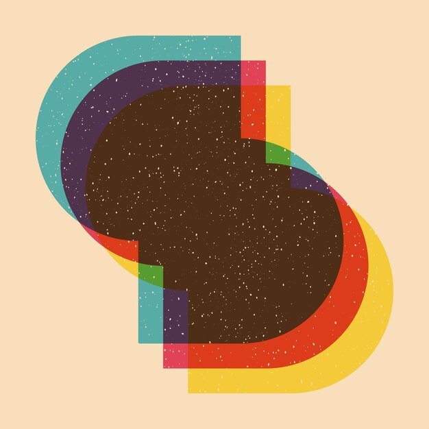 geometric object with riso print effect vector