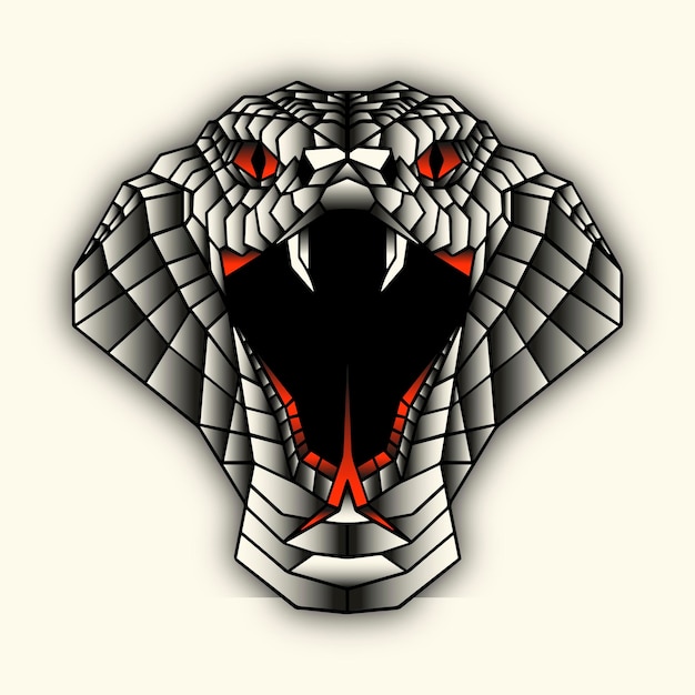Geometric old school cobra snake head tattoo design vector