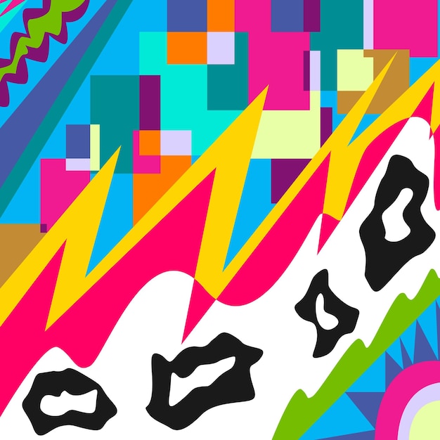 geometric pattern squares triangles ovals multicolored background pucci style 90s style
