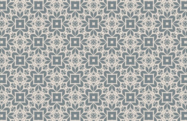 Geometric pattern with a blue and white flower