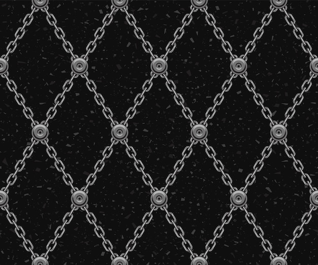 Geometric pattern with steel chains rivets